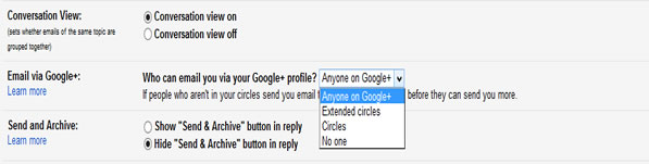 turn off Google+ Email